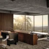 Futuristic Brasilia Fusion Upholstered Double Bed with Integrated Night Tables